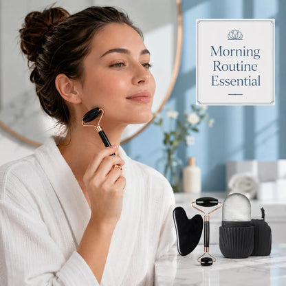 3-teiliges Eis-Gesichtsroller & Gua-Sha Massage Set