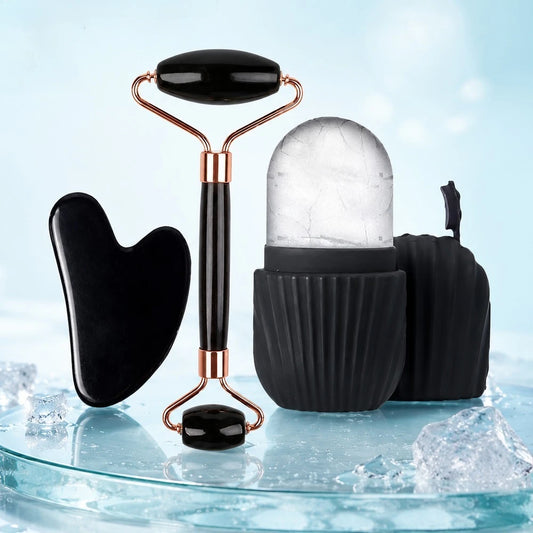 3-teiliges Eis-Gesichtsroller & Gua-Sha Massage Set